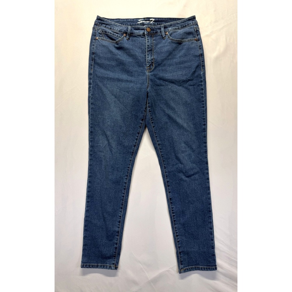 Seven7 Jeans Womens 14 Blue Denim Cotton Medium Wash Boho Streetwear Skinny Leg